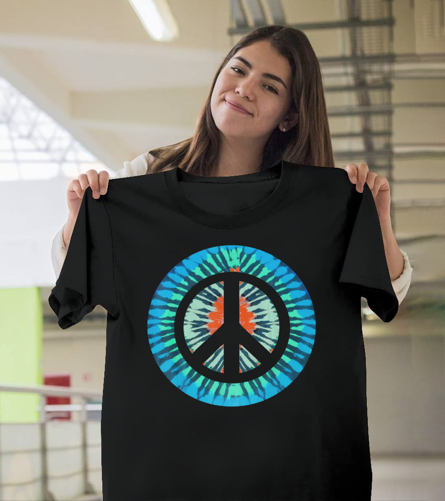 Tie Dye Peace Sign Colorful Retro Psychedelic 60s T-Shirt