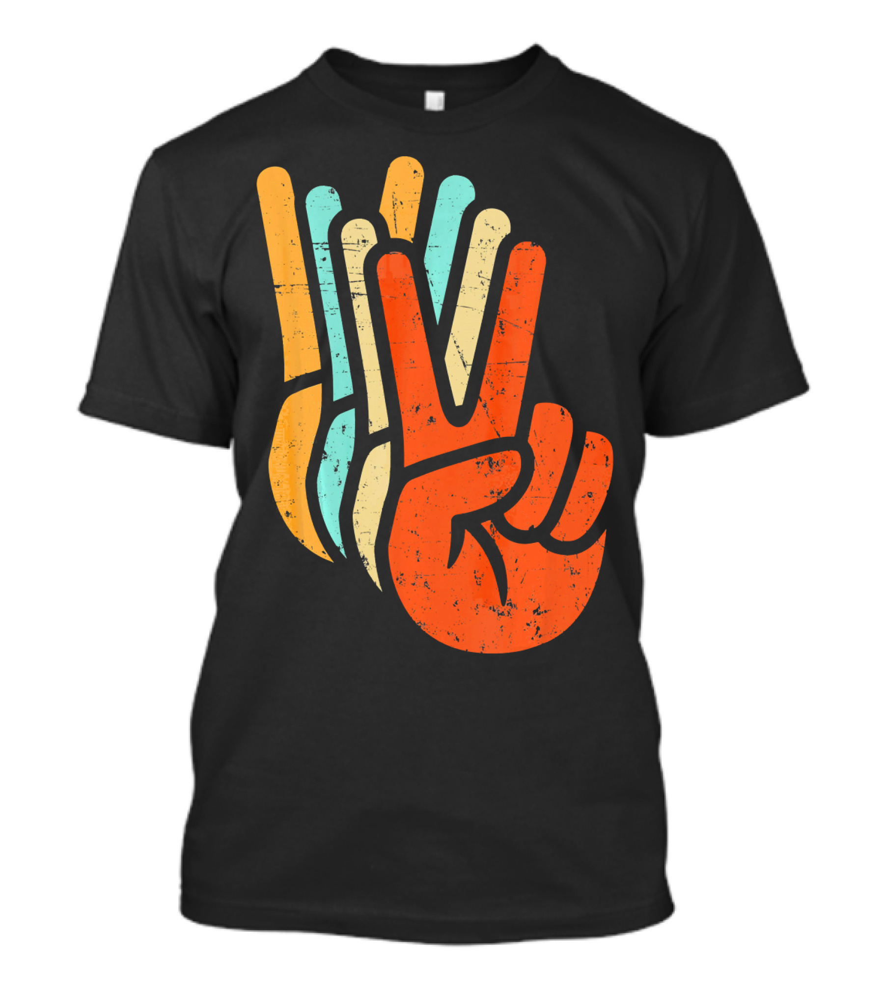 Retro Vintage Multicolor Peace Sign Hand T-Shirt