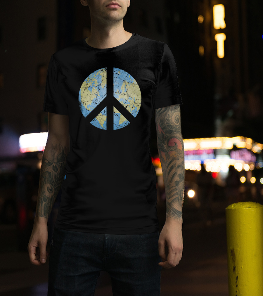 Vintage Earth Peace Symbol World Peace T-Shirt