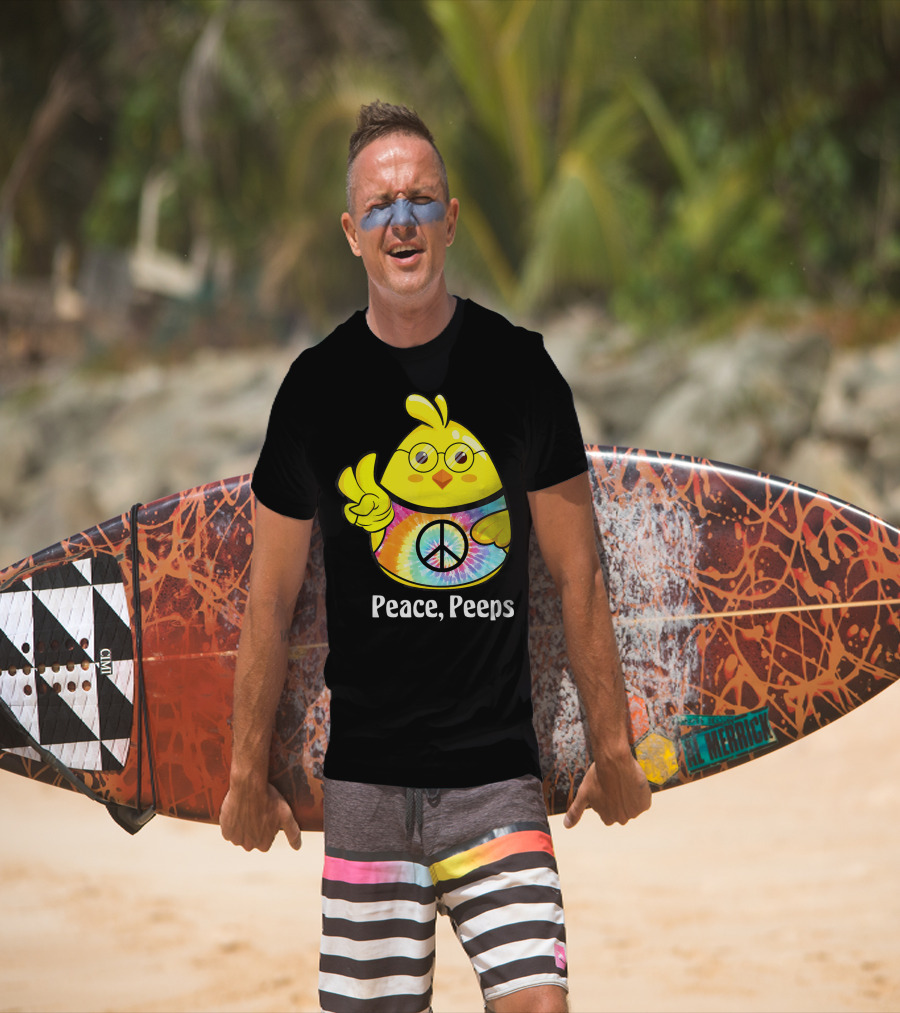Peace Peeps Easter Tie Dye Chick With Glasses And Peace Sign T-Shirt