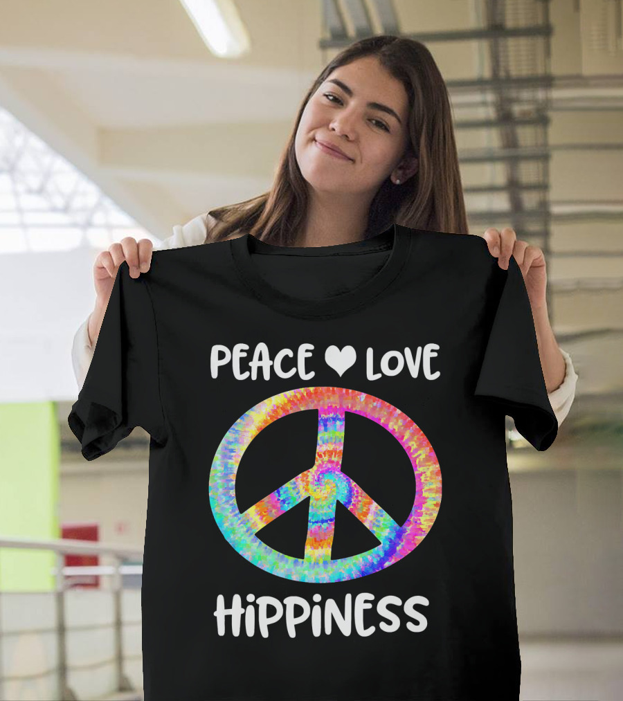 Peace Love Hippiness Tie Dye Peace Sign T-Shirt