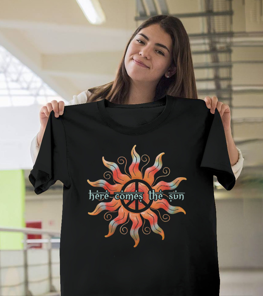 Here Comes The Sun Peace Symbol Sunburst T-Shirt