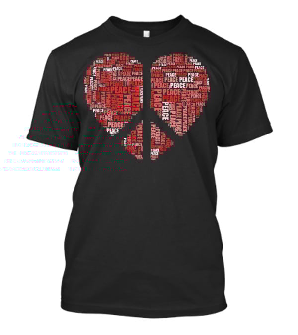 Peace Love Heart Shaped Peace Text T-Shirt