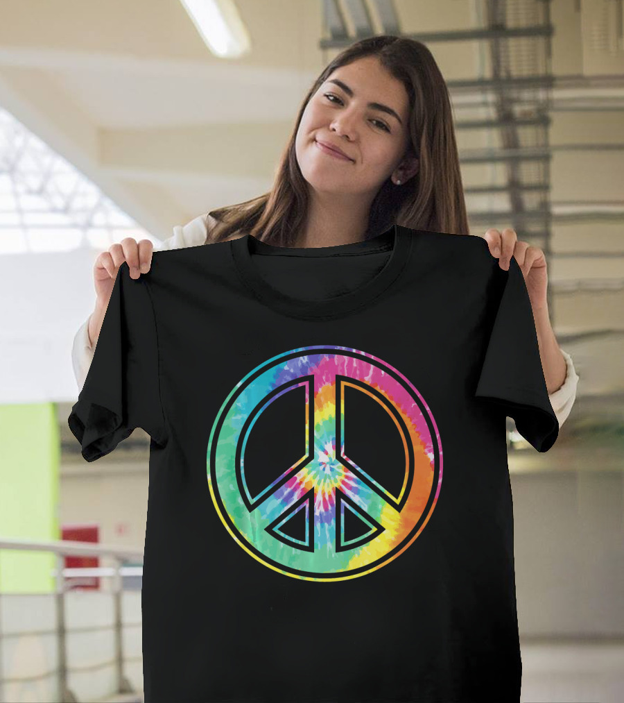 Tie Dye Peace Sign Rainbow Colors T-Shirt