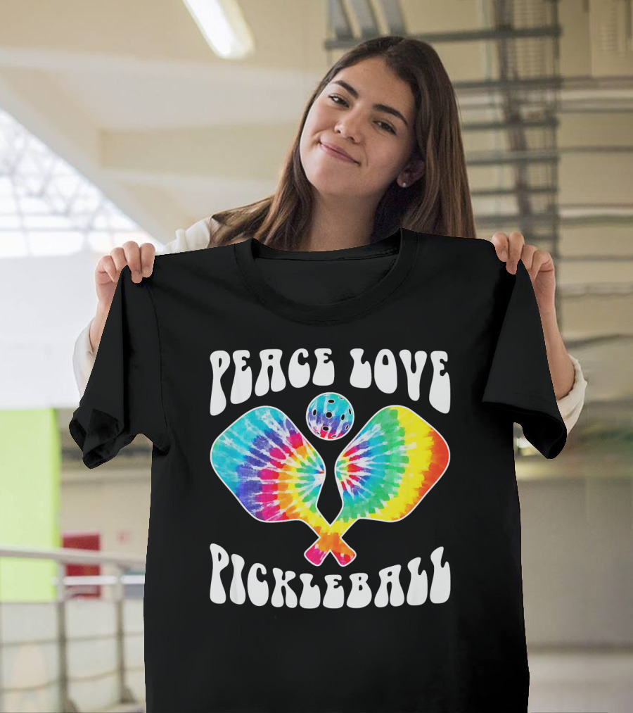 Peace Love Pickleball Vintage Tie Dye Paddles T-Shirt