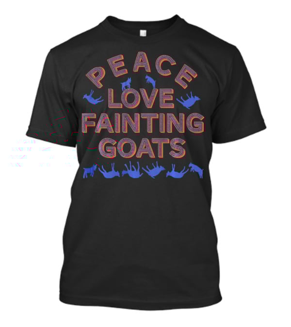 Peace Love Fainting Goats Silhouettes And Text T-Shirt