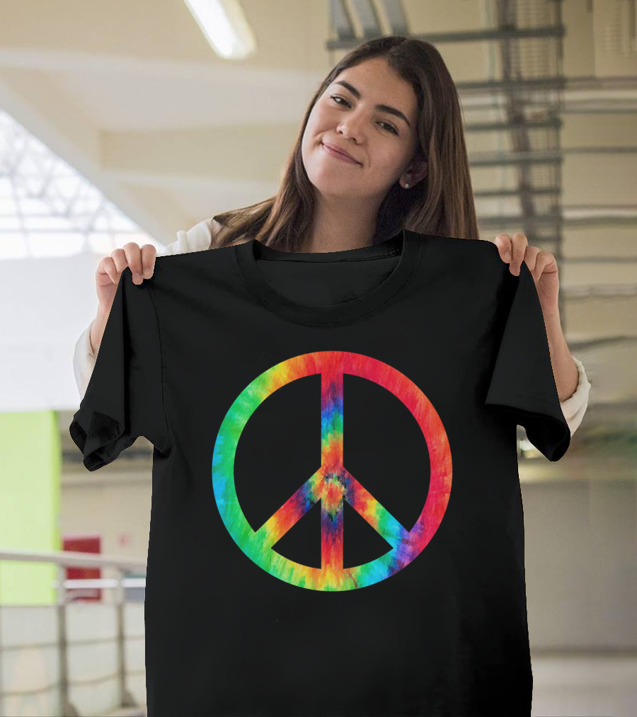 70s Hippie Tie Dye Peace Symbol Men T-Shirt