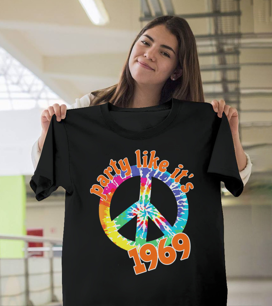Party Like It's 1969 Tie-Dye Peace Symbol Vintage T-Shirt