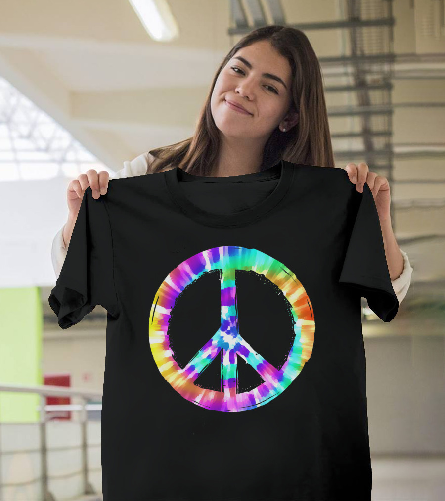 Colorful Tie Dye Peace Sign Vibrant T-Shirt