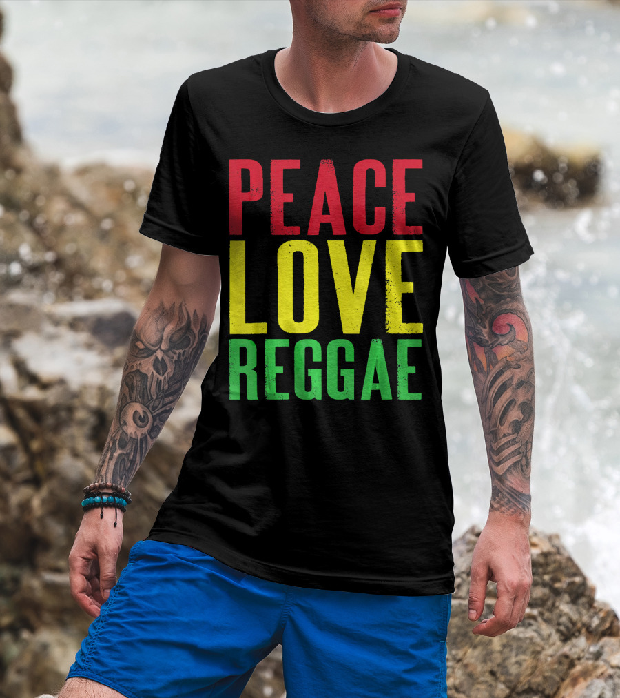 Peace Love Reggae Jamaican Colors T-Shirt