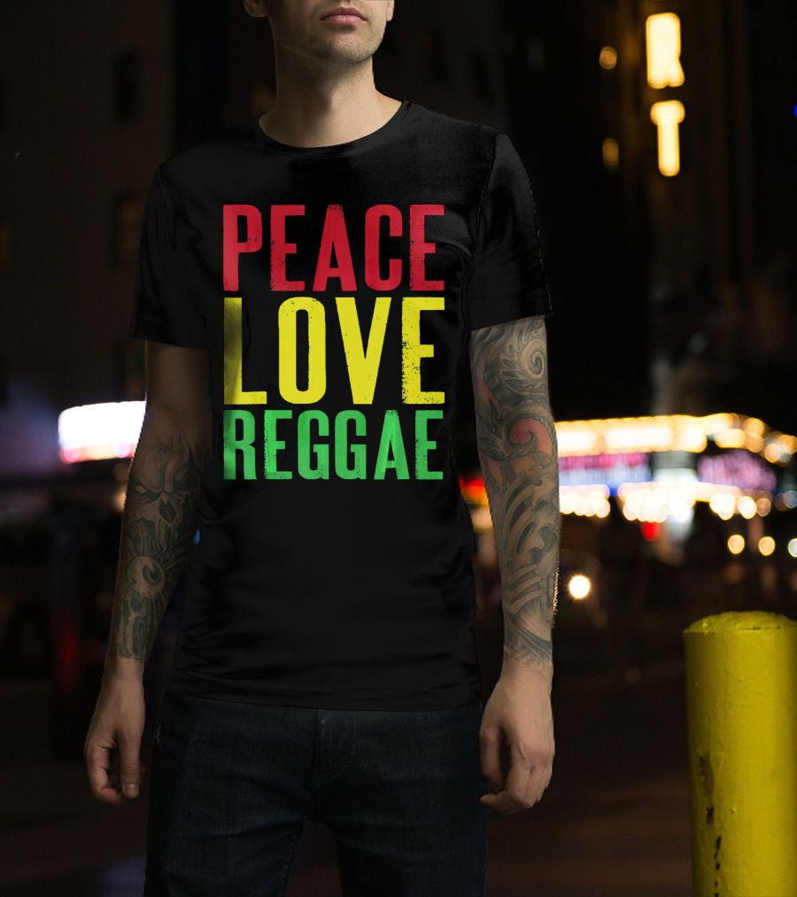 Peace Love Reggae Jamaican Colors T-Shirt