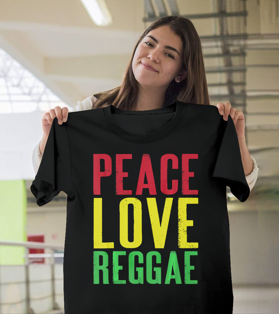 Peace Love Reggae Jamaican Colors T-Shirt