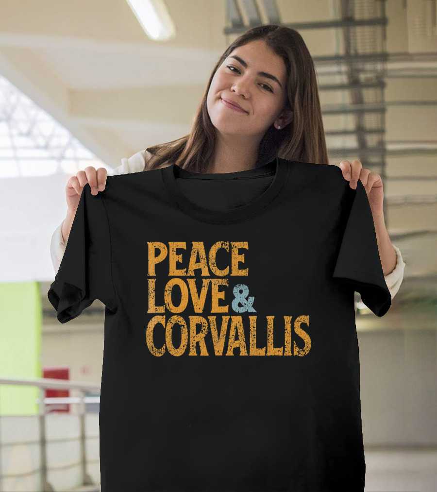 Peace Love Corvallis Retro 1960s T-Shirt