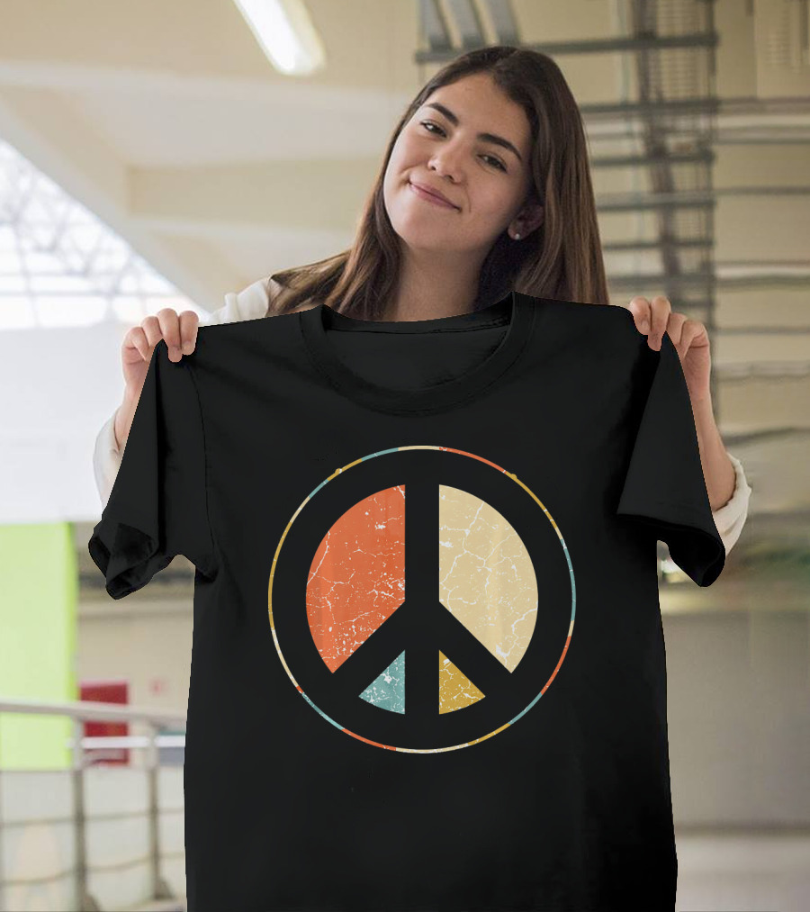 Peace Symbol Retro Tie Dye 60s 70s Hippie T-Shirt