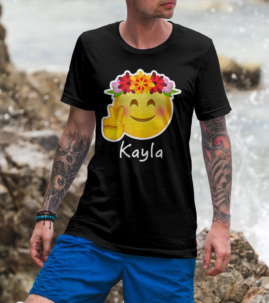 Kayla Hippie Flower Power Peace Sign Emoticon T-Shirt