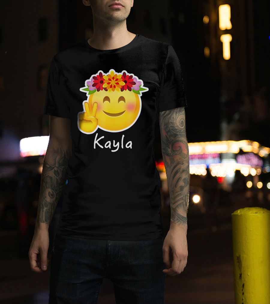 Kayla Hippie Flower Power Peace Sign Emoticon T-Shirt