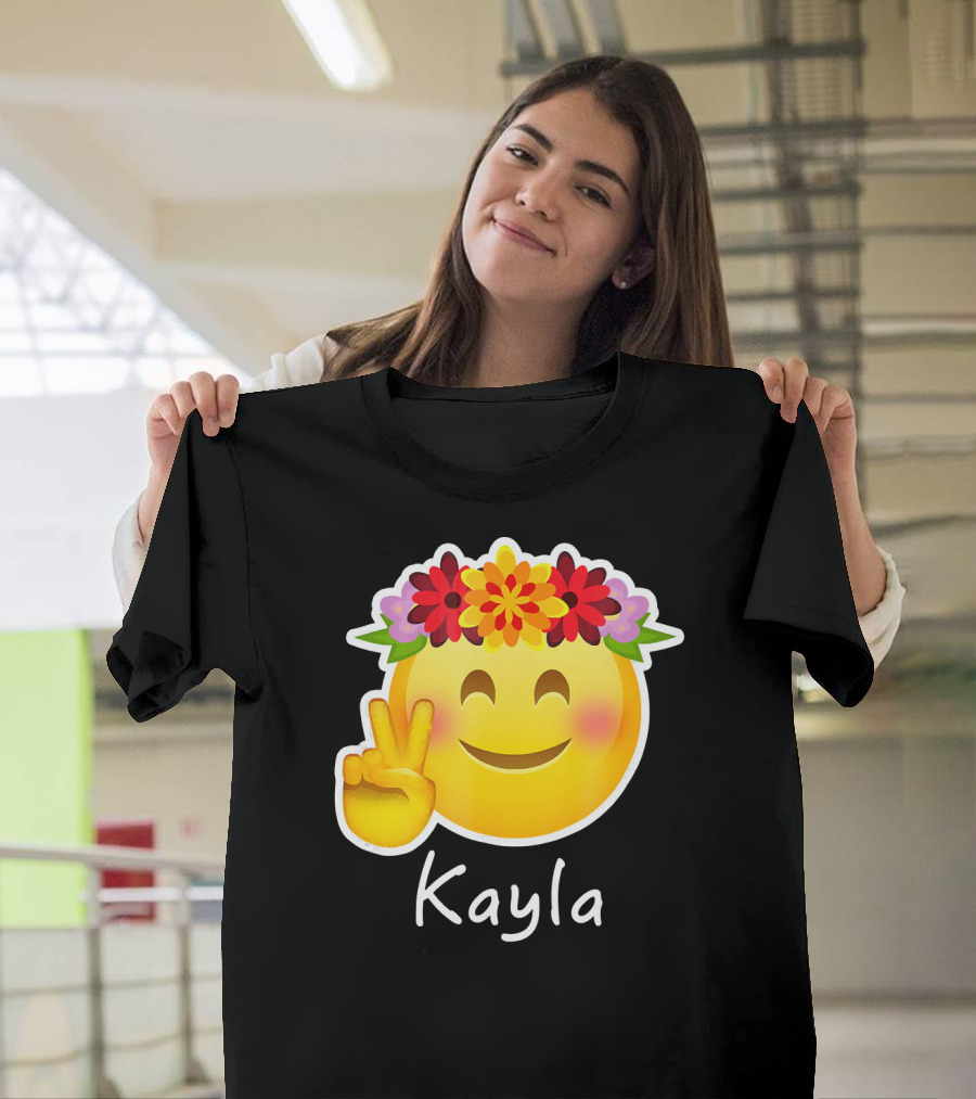 Kayla Hippie Flower Power Peace Sign Emoticon T-Shirt