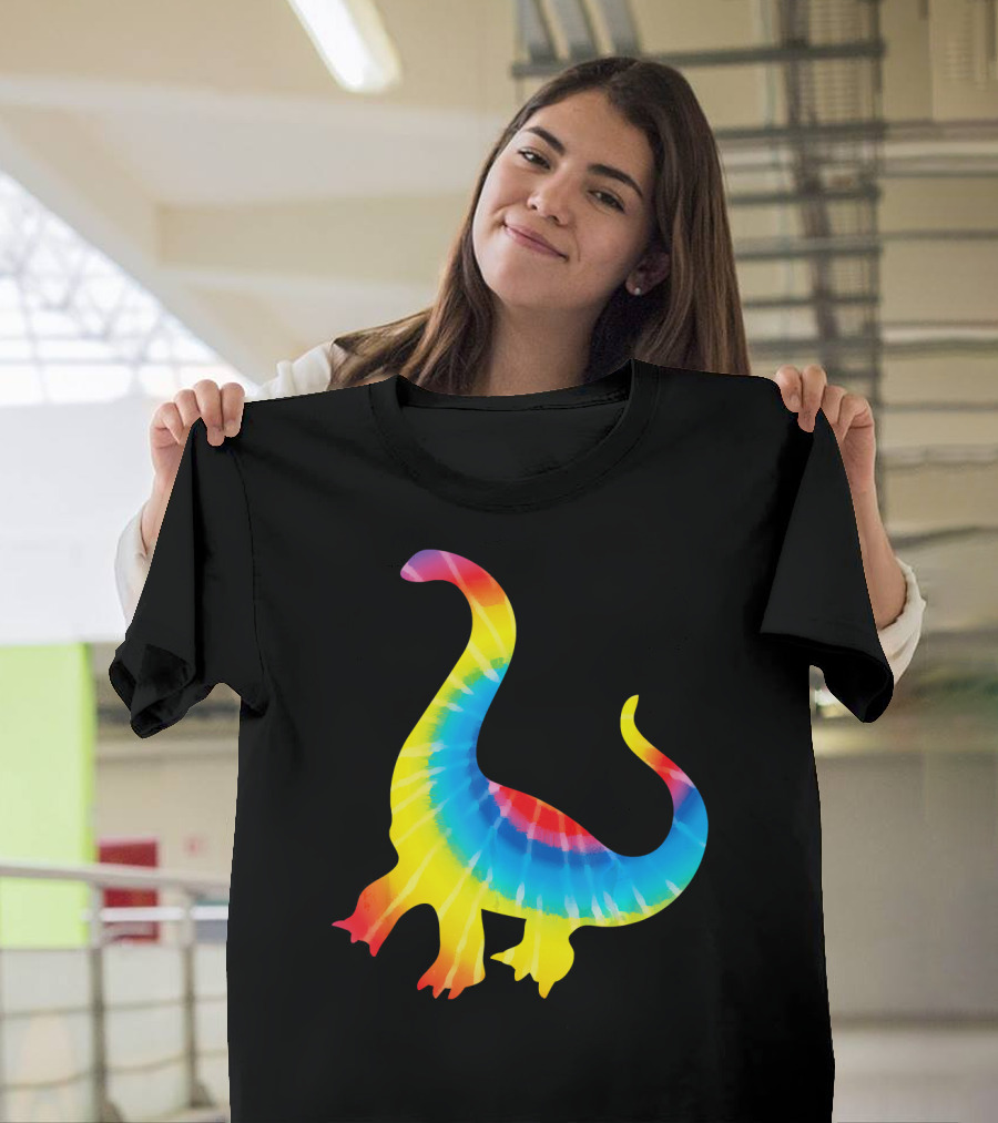 Tie Dye Rainbow Dinosaur Print Rex Hip T-Shirt