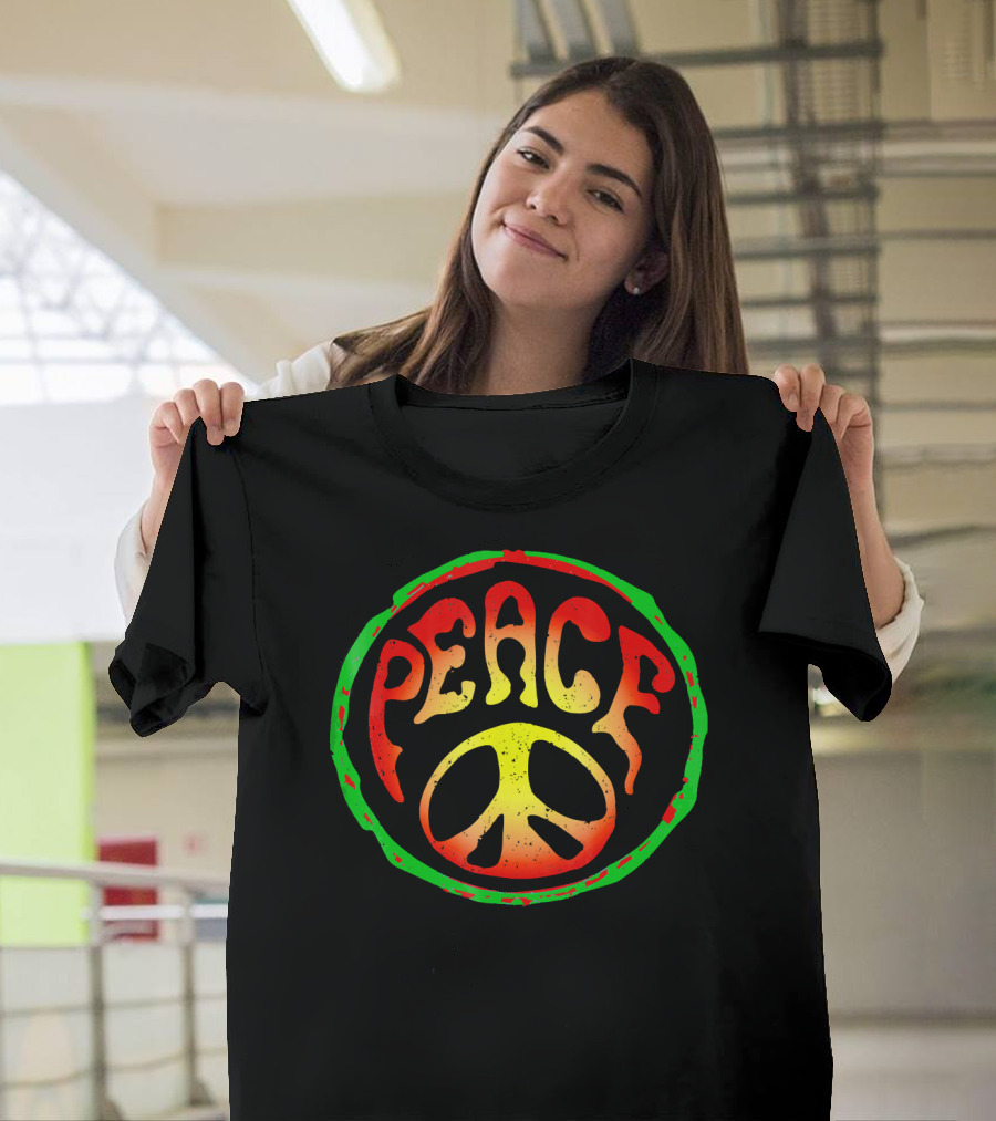Rasta Peace Sign 60s Hippie T-Shirt