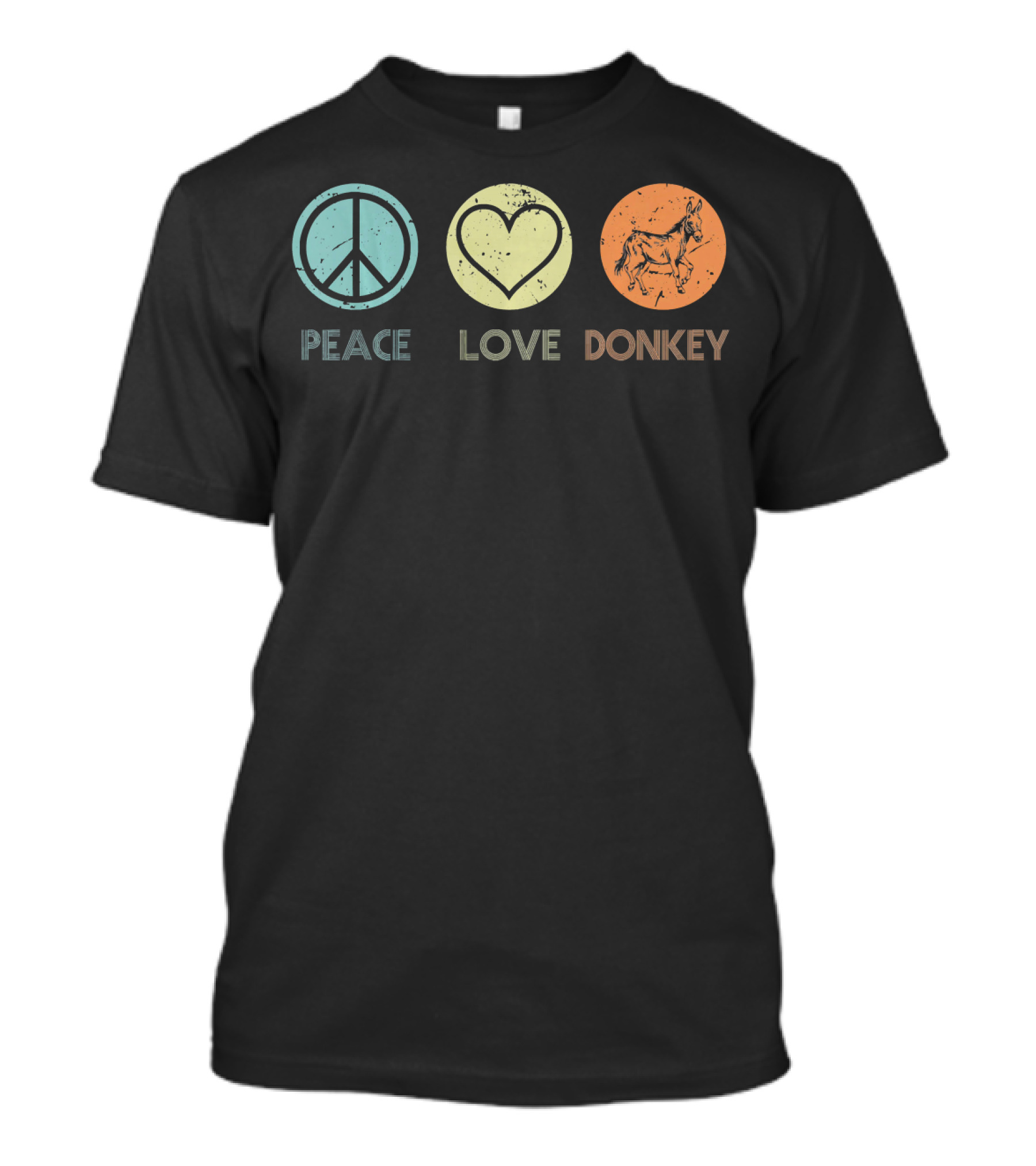 Peace Love Donkey Vintage Retro T-Shirt