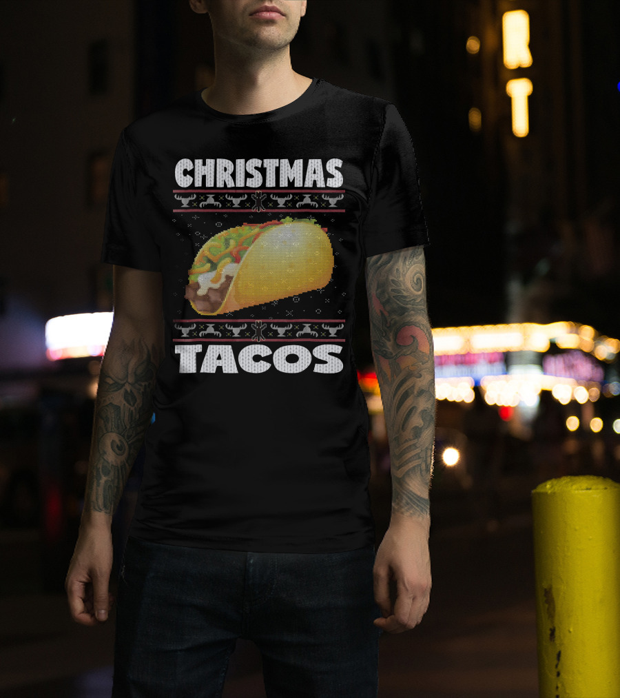 Christmas Tacos Ugly Sweater Funny Holiday T-Shirt