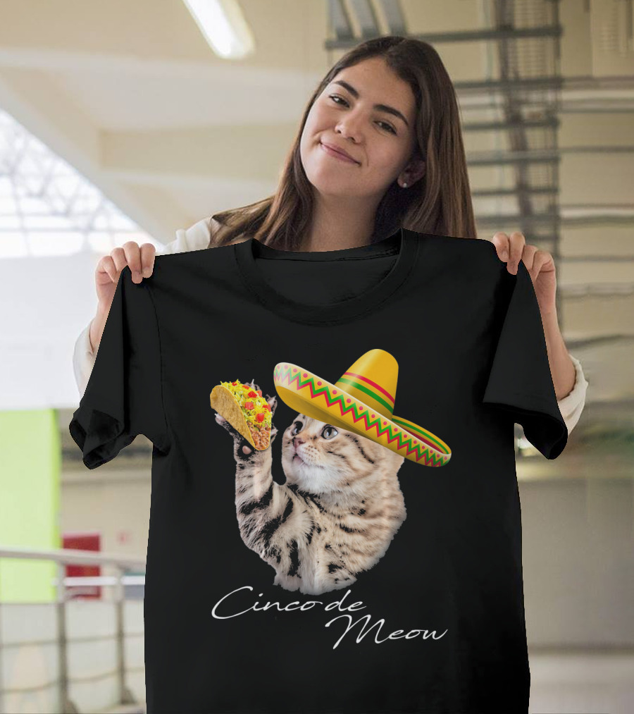 Cinco de Meow Funny Taco Cat Sombrero T-Shirt
