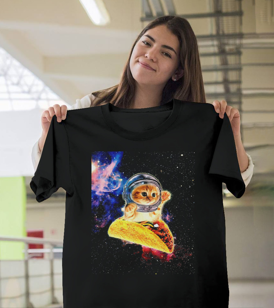 Crazy Space Taco Cat Astronaut Galaxy Adventure T-Shirt