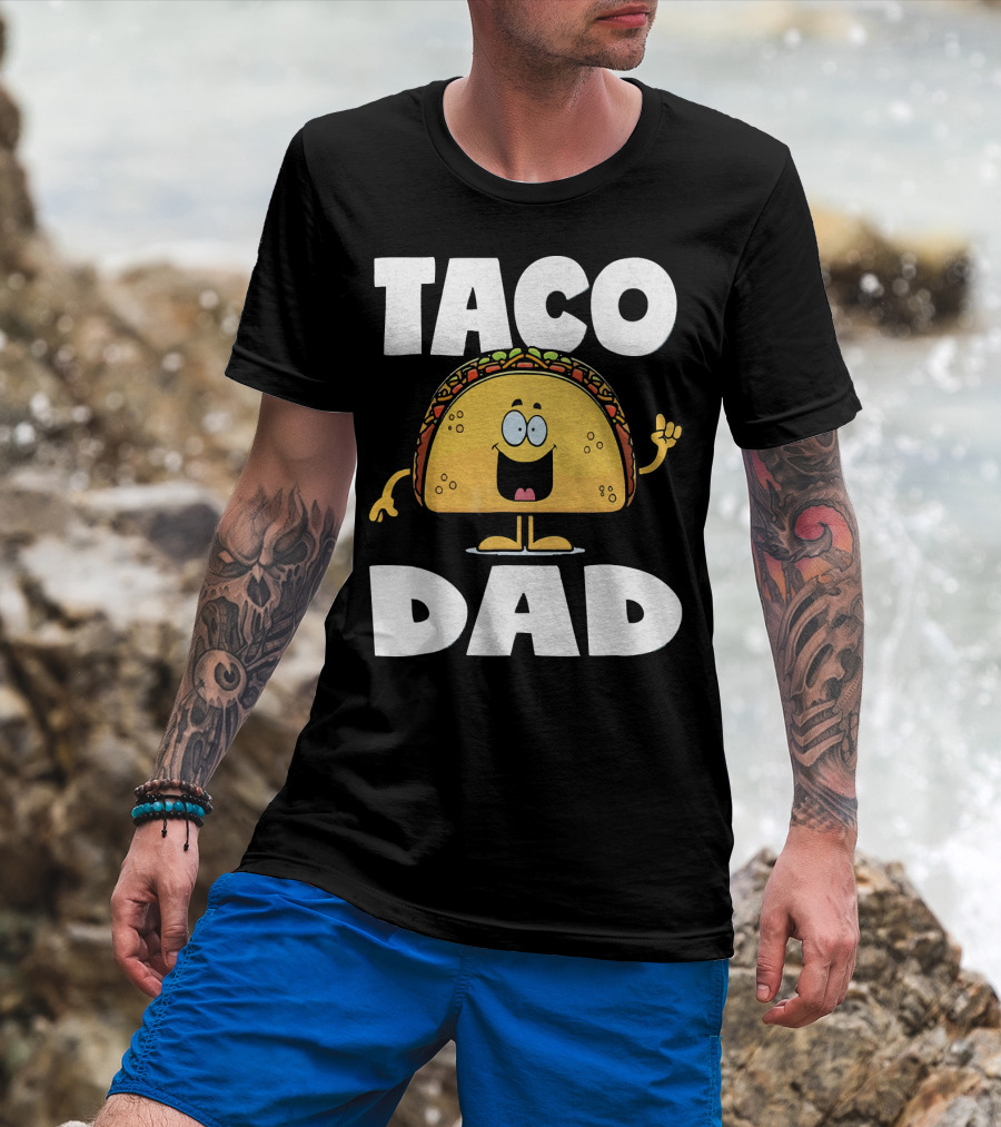 Taco Dad Funny Vintage Tacos Fathers Cartoon T-Shirt