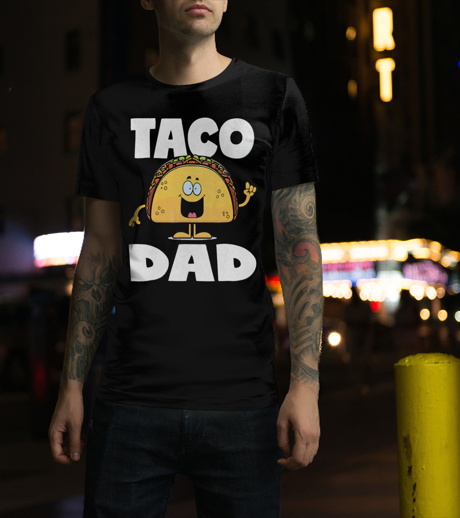 Taco Dad Funny Vintage Tacos Fathers Cartoon T-Shirt