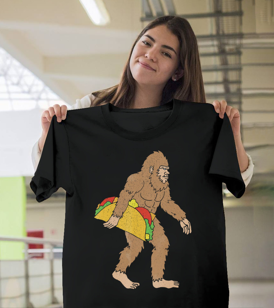 Funny Yetti Big Foot Taco Holding T-Shirt