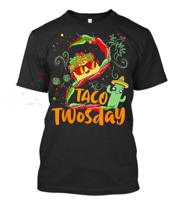 Taco Twosday 2nd Birthday Chili Hat Cactus Maracas T-Shirt