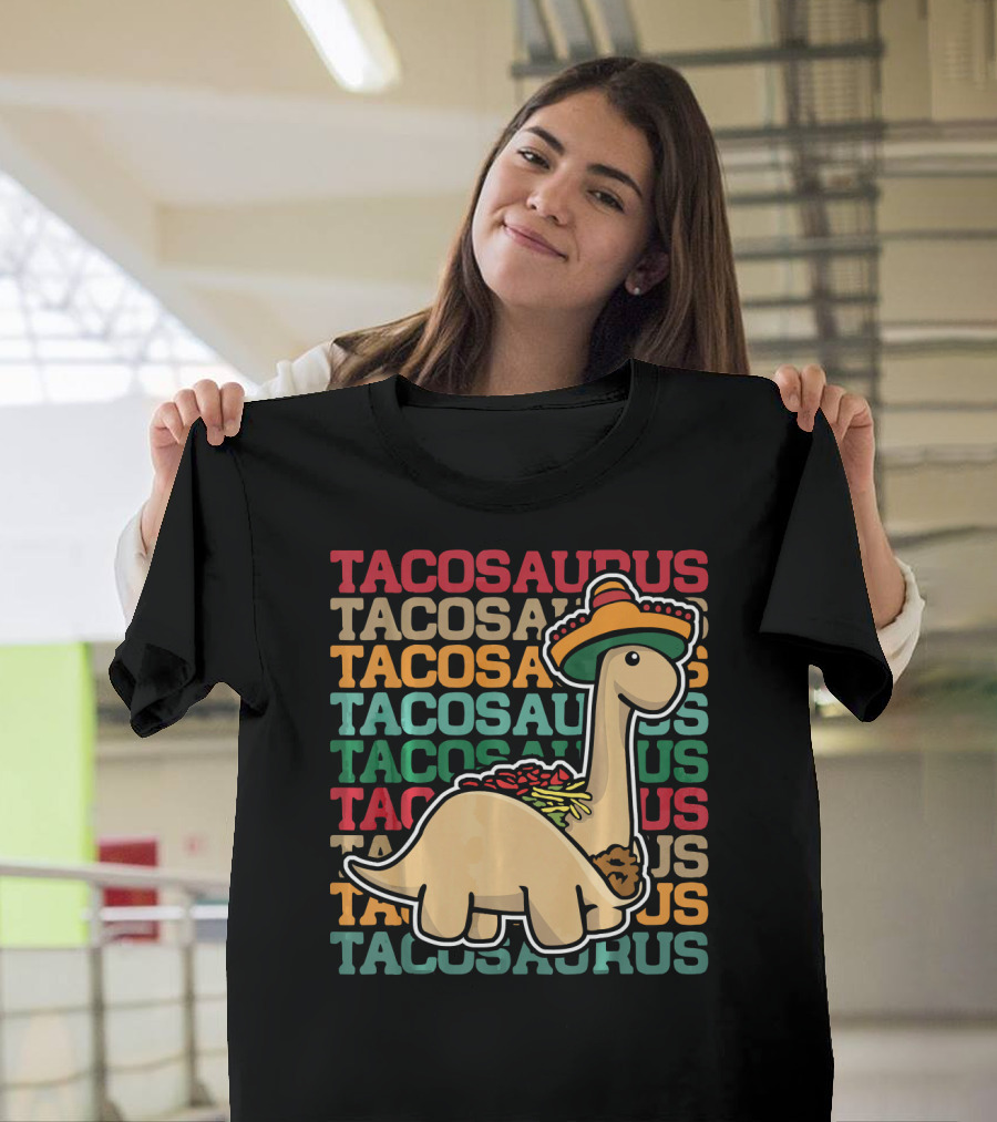 Tacosaurus Dinosaur Sombrero Funny Tacos T-Shirt