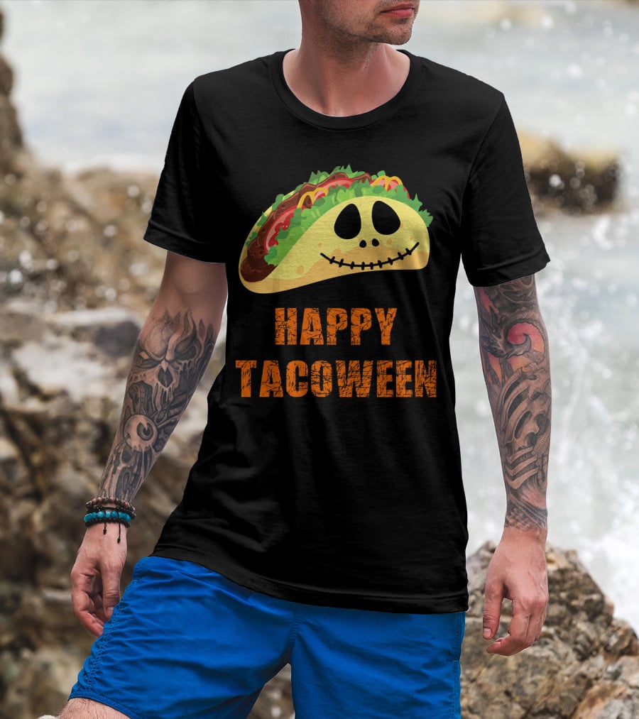 Happy Tacoween Halloween Taco Skeleton Face T-Shirt