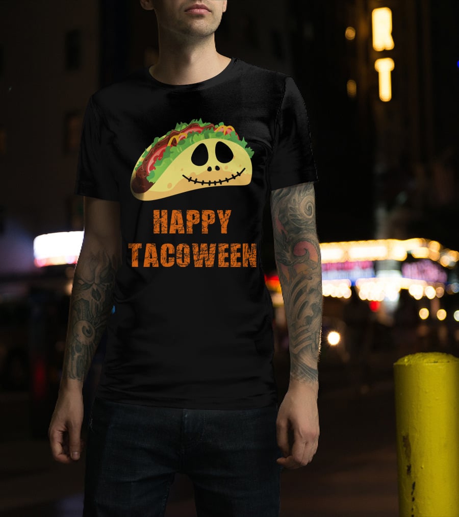 Happy Tacoween Halloween Taco Skeleton Face T-Shirt