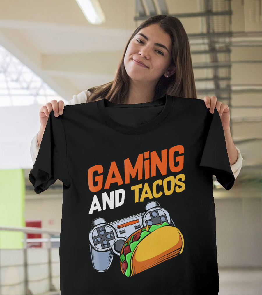 Gaming And Tacos Food Gaming Controller Fun T-Shirt