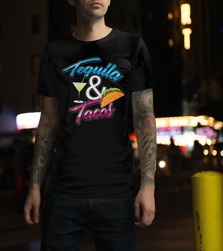 Tequila And Tacos Cute Mexican Food Martini Glass Taco T-Shirt