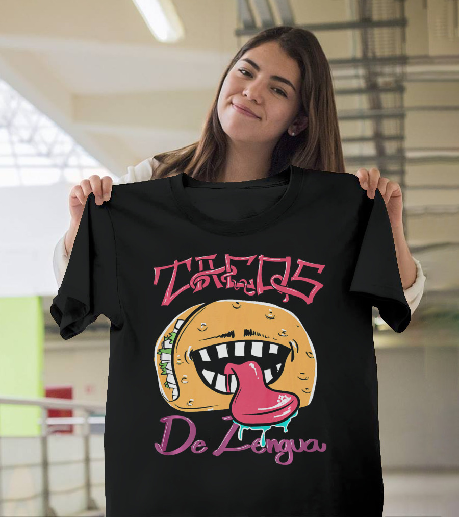 Tacos De Lengua Mexican Food Cartoon Taco Face with Tongue T-Shirt