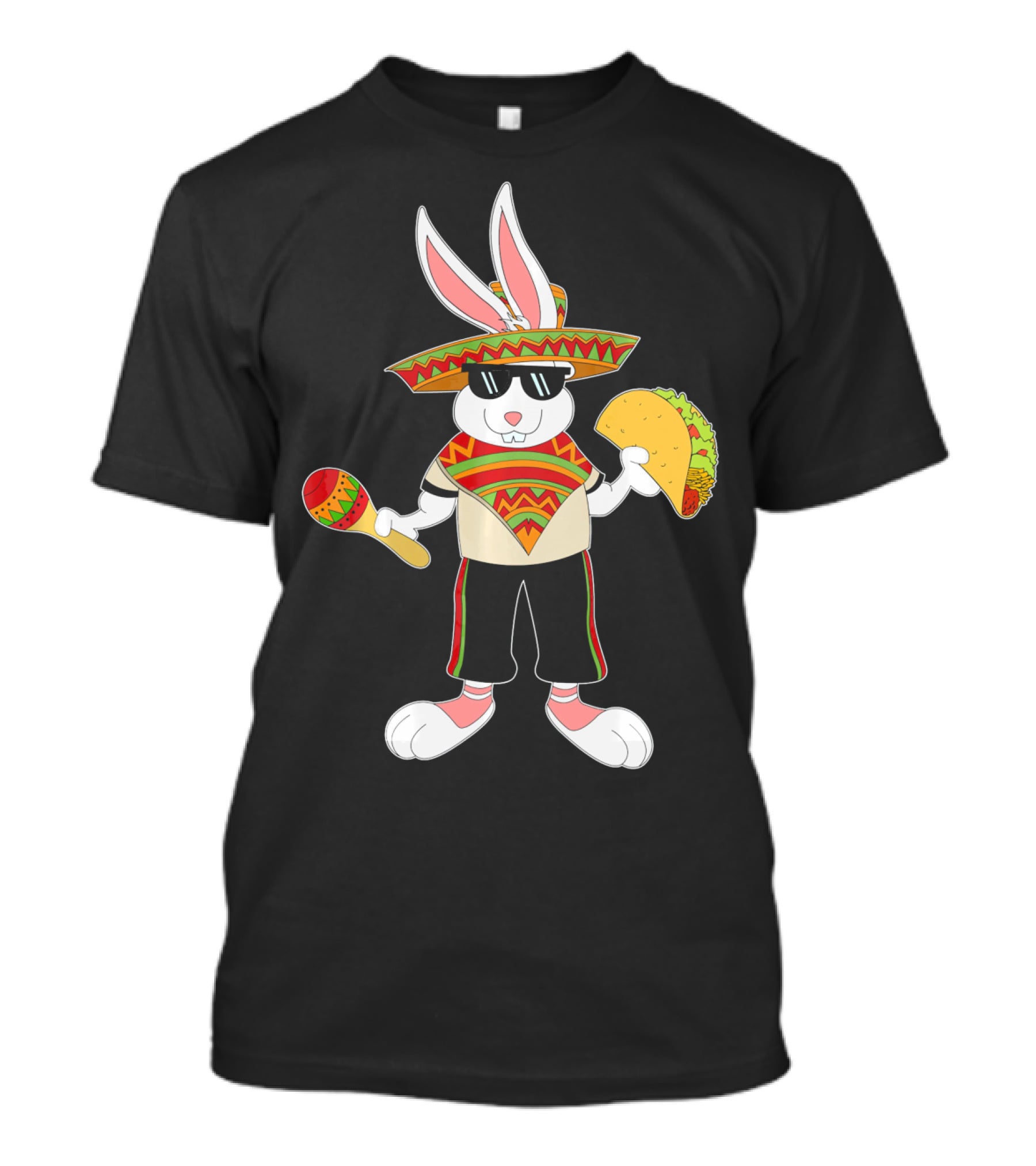Easter Bunny Mexican Taco Funny Cinco De Mayo Fiesta Rabbit Sombrero Maracas T-Shirt