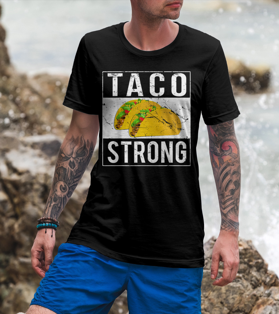 Taco Strong Bold Lettering With Yellow Tacos T-Shirt