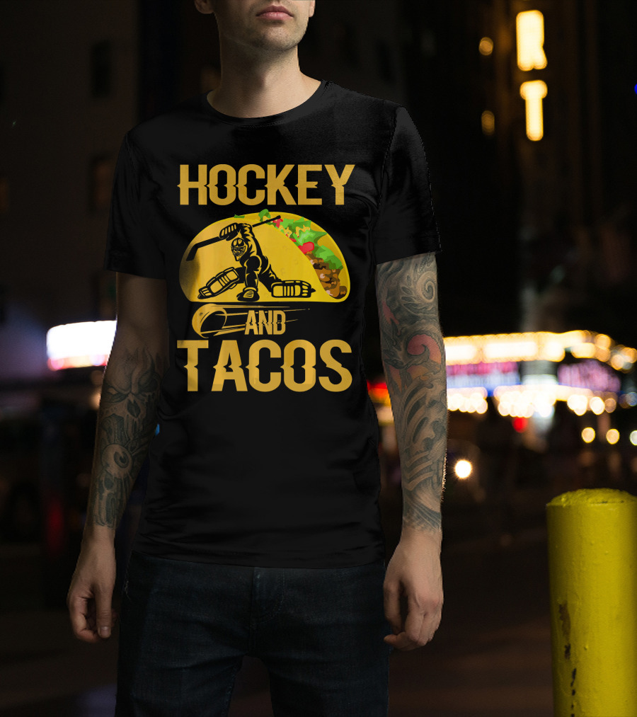 Hockey Taco Enthusiast With Skating Player And Vibrant Filling T-Shirt