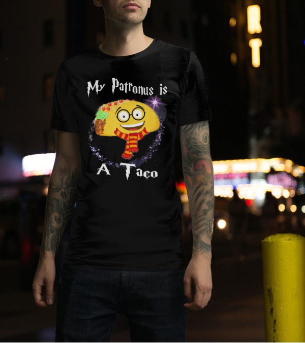 My Patronus Is A Taco Magic Sparkle Taco In Scarf T-Shirt