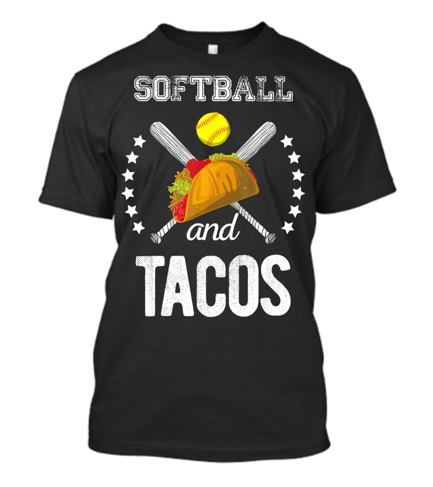 Softball And Tacos Crossed Bats And Ball With Taco T-Shirt