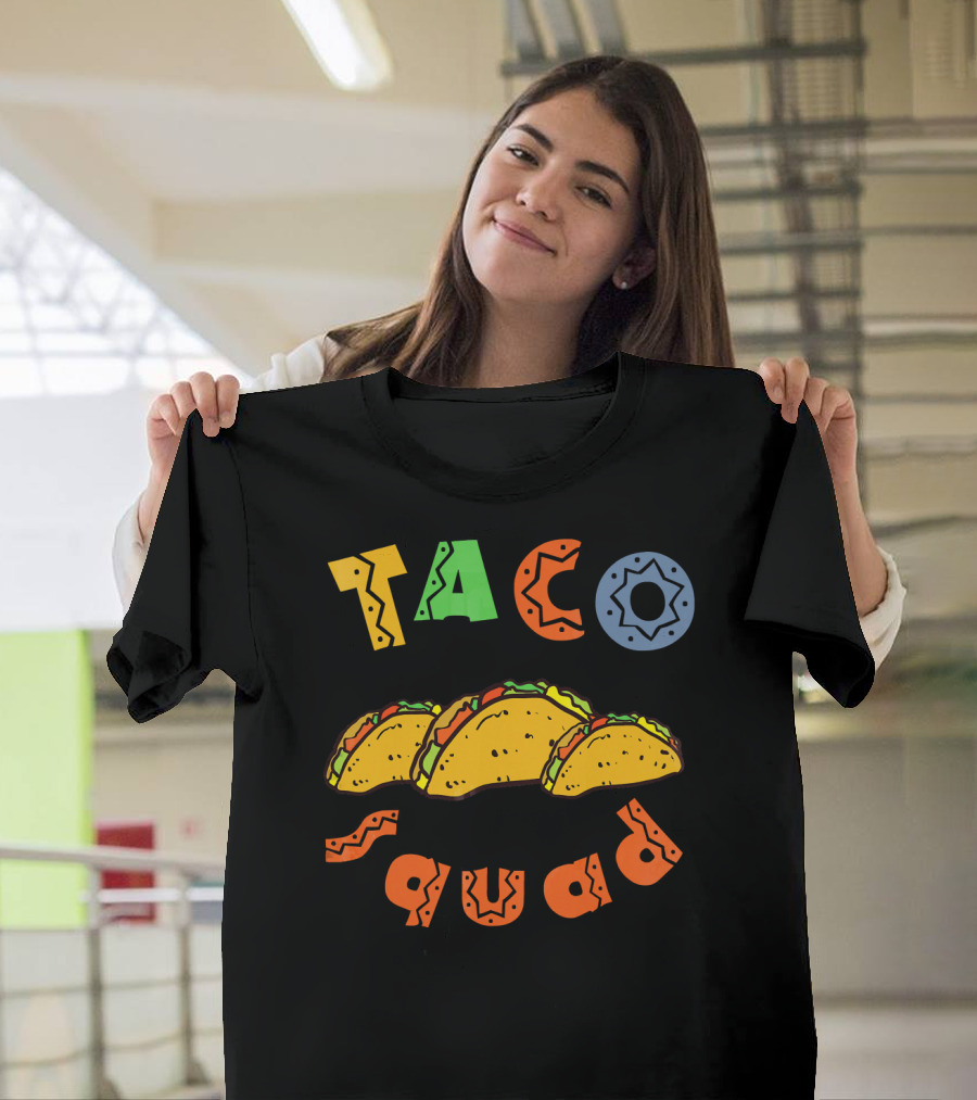 Taco Squad Colorful Lettering with Three Tacos T-Shirt