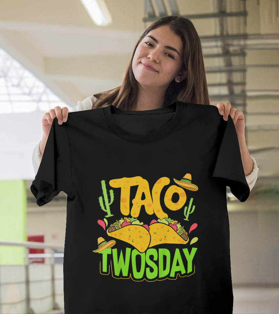 Kids Taco Twosday 2nd Birthday Party Cactus Sombrero T-Shirt