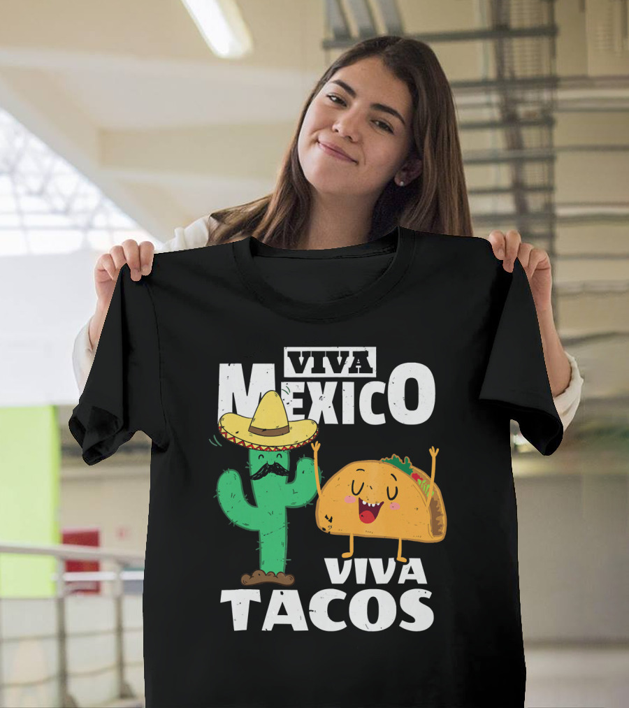 Viva Mexico Viva Tacos Cactus Sombrero T-Shirt
