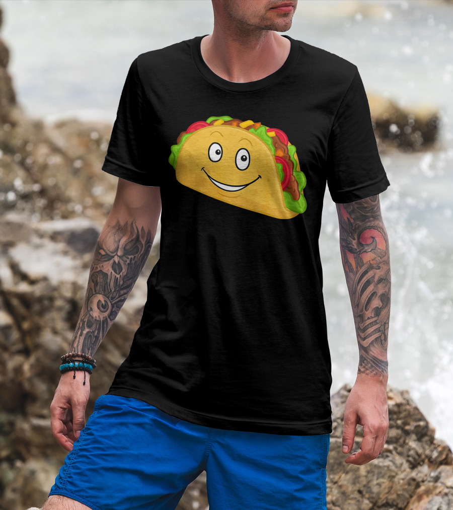 Happy Taco Snack Emoticon Face T-Shirt
