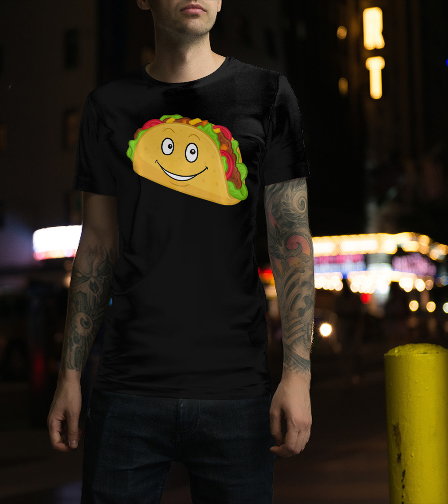 Happy Taco Snack Emoticon Face T-Shirt