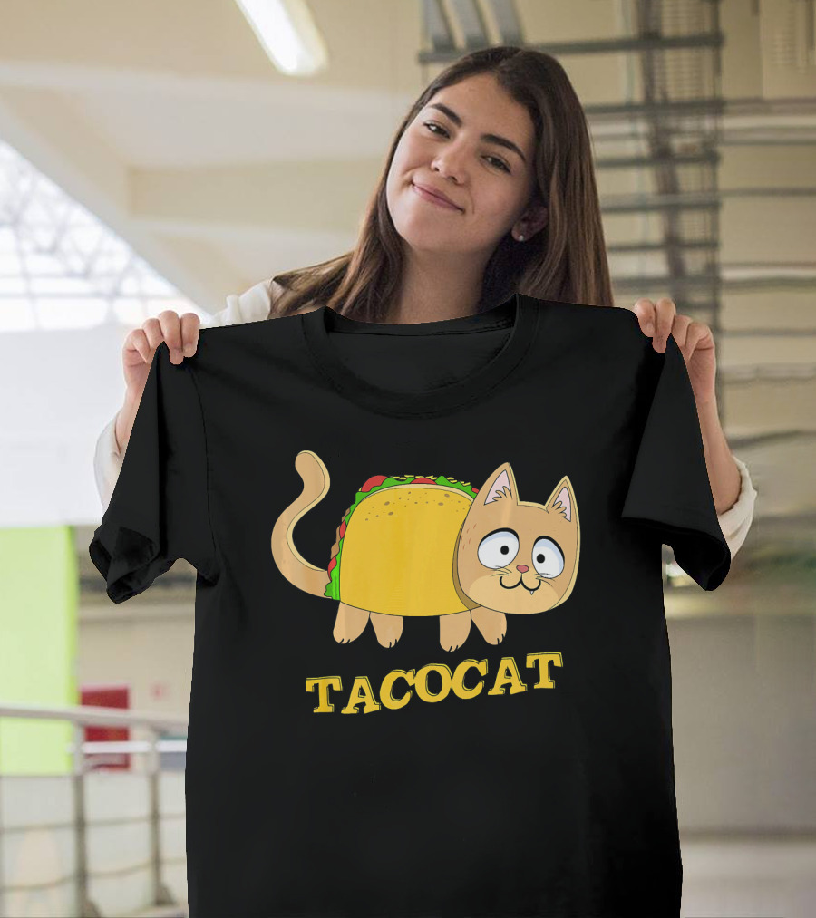 TACOCAT Palindrome Cute Cartoon Funny Cat With Taco Body T-Shirt