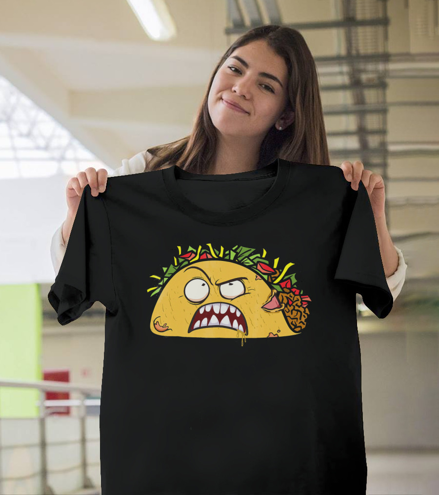 Funny Scary Zombie Tacos Face T-Shirt