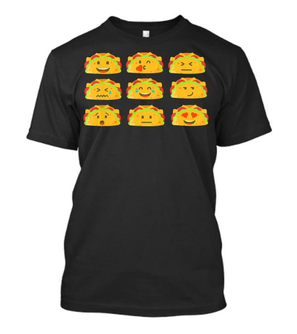 Taco Emoji Faces Mexican Food Lover Humor T-Shirt